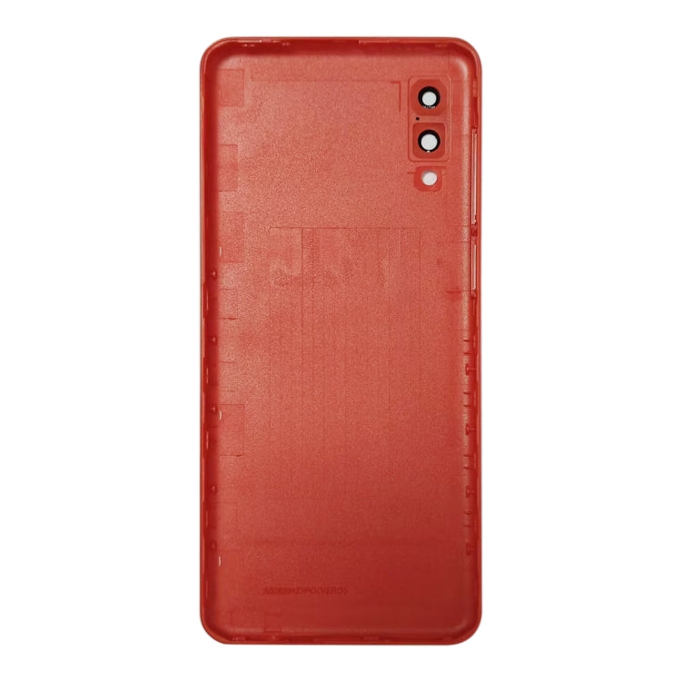 Samsung Galaxy A02 Red Battery Back Cover with Camera Lens Frame - Compatible Replacement Part