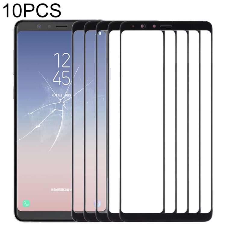 10pcs Black Front Screen Outer Glass Lens for Samsung Galaxy A8 Star / A9 Star - Replacement Parts