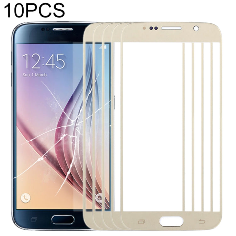 10pcs Gold Front Screen Outer Glass Lens for Samsung Galaxy S6 / G920F Replacement - Perfect Fit