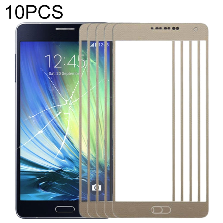 10pcs Gold Front Screen Outer Glass Lens for Samsung Galaxy A7 (2015) - Replacement Lens