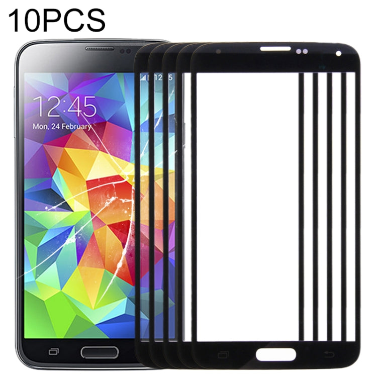 10pcs Black Front Screen Outer Glass Lens for Samsung Galaxy S5 / G900 - Replacement for Cracked Displays