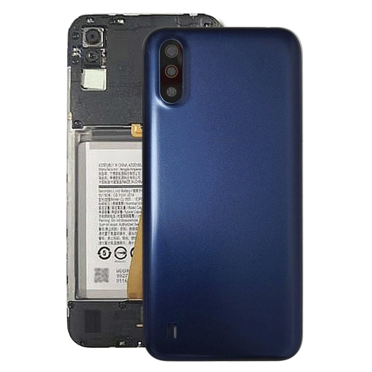 Samsung Galaxy A01 SM-015F Battery Back Cover Replacement with Camera Lens Frame (Blue) - Quality Assurance
