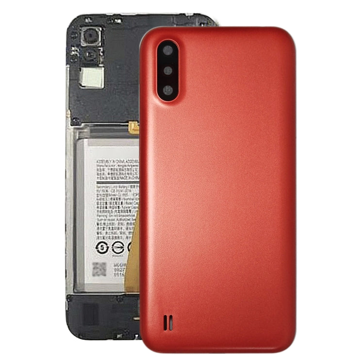 Samsung Galaxy A01 SM-015F Replacement Battery Back Cover with Camera Lens Frame (Red) - Perfect Fit