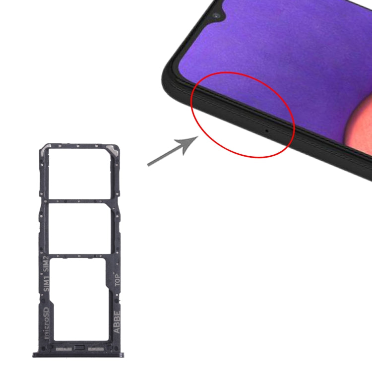 Samsung Galaxy A22 SM-A225 SIM & Micro SD Card Tray Replacement (Black) - Compatible, Professional Installation Recommended
