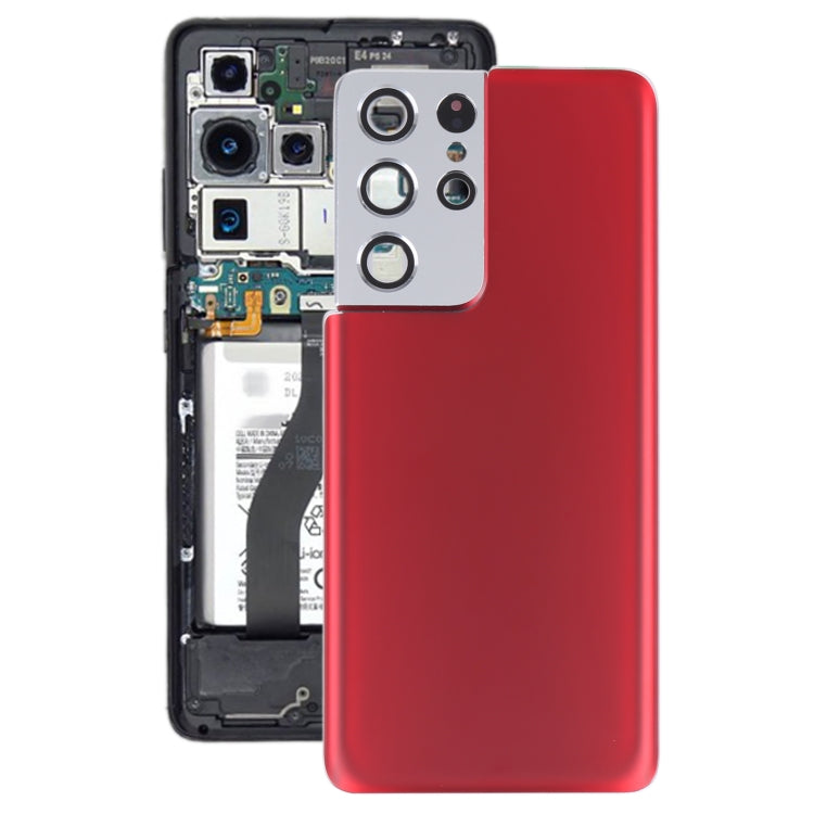 Samsung Galaxy S21 Ultra 5G Battery Back Cover Replacement with Camera Lens Frame (Red) - Professional Installation Recommended