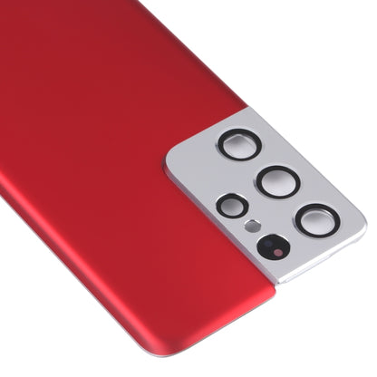 Samsung Galaxy S21 Ultra 5G Battery Back Cover Replacement with Camera Lens Frame (Red) - Professional Installation Recommended
