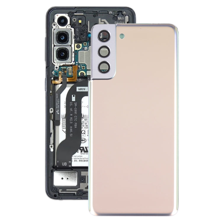 Gold Battery Back Cover Replacement for Samsung Galaxy S21+ 5G with Camera Lens Frame - Professional Installation Recommended