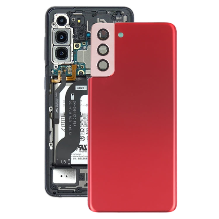 Samsung Galaxy S21+ 5G Red Battery Back Cover Replacement with Camera Lens Frame - Professional Installation Recommended