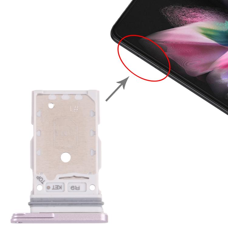 Original SIM Card Tray + SIM Card Tray for Samsung Galaxy Z Fold3 5G SM-F926 (Purple) - Replacement Part