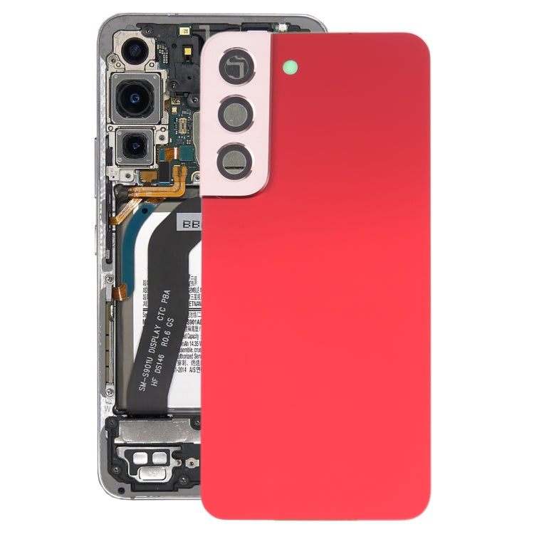 Samsung Galaxy S22 5G SM-S901B Replacement Battery Back Cover with Camera Lens Frame - Red