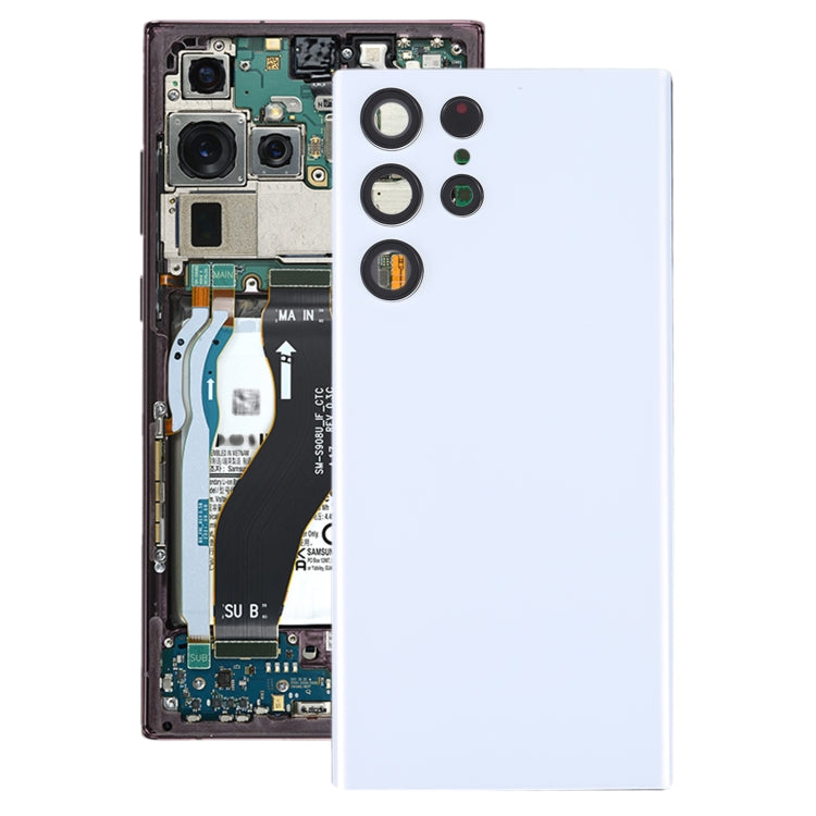 Samsung Galaxy S22 Ultra 5G SM-S908B Battery Back Cover with Camera Lens Frame - Replacement (White)