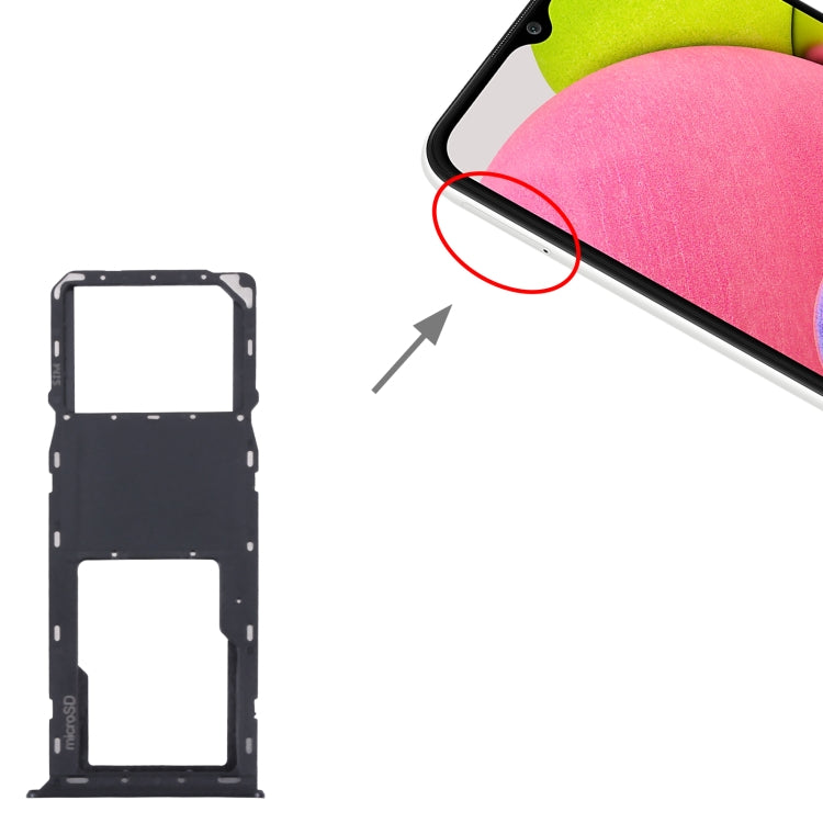 Original SIM Card Tray + Micro SD Card Tray for Samsung Galaxy A03s SM-A037U (Black) - Replacement Part