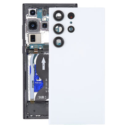 Samsung Galaxy S23 Ultra SM-S918 Glass Back Cover Replacement with Camera Lens Frame (White) - Genuine Fit