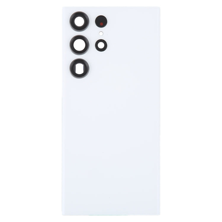 Samsung Galaxy S23 Ultra SM-S918 Glass Back Cover Replacement with Camera Lens Frame (White) - Genuine Fit