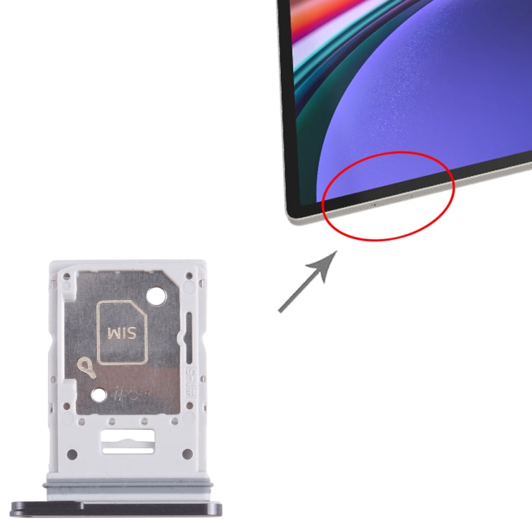 Original SIM + Micro SD Card Tray for Samsung Galaxy Tab S9+ (Graphite) - Replacement Part, Professional Installation Recommended