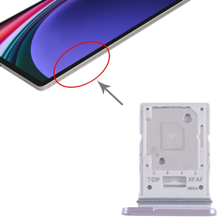 SIM & Micro SD Card Tray for Samsung Galaxy Tab S9+ - Replacement Part (Purple)