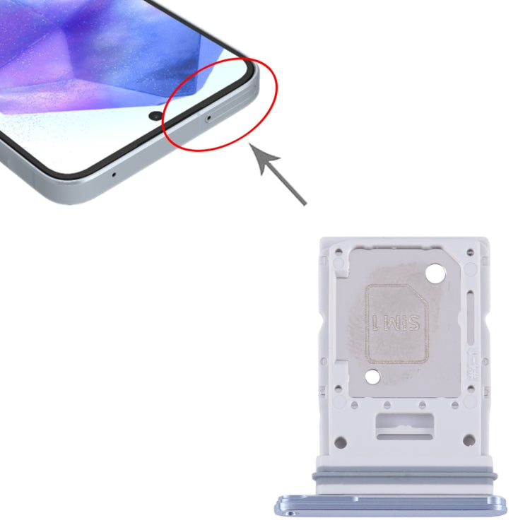 Original SIM Card Tray + SIM/Micro SD Card Tray for Samsung Galaxy A55 SM-A556B (Blue) - Replacement Part
