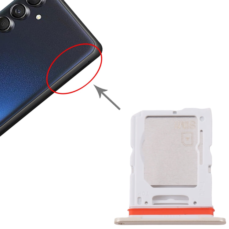 Original SIM Card Tray + Micro SD Card Tray for Samsung Galaxy M55 SM-M556B (Gold) - Replacement Part