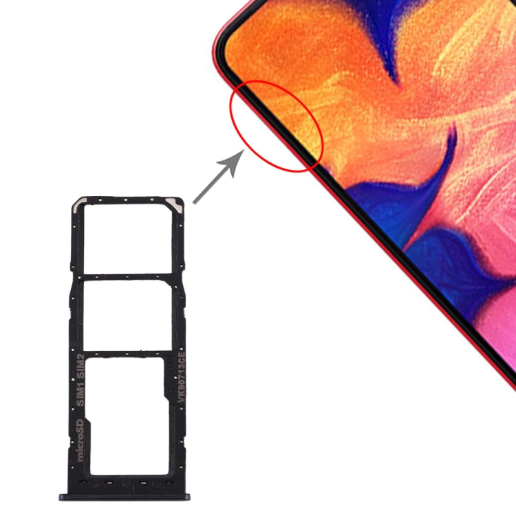Black SIM Card Tray + Micro SD Card Tray for Samsung Galaxy A10 - Replacement Parts (Checked Condition)
