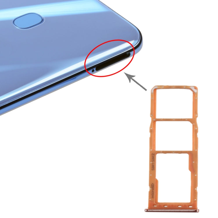 Orange SIM Card Tray Set for Samsung Galaxy A20, A30, A50 with Micro SD Card Tray - Replacement Parts
