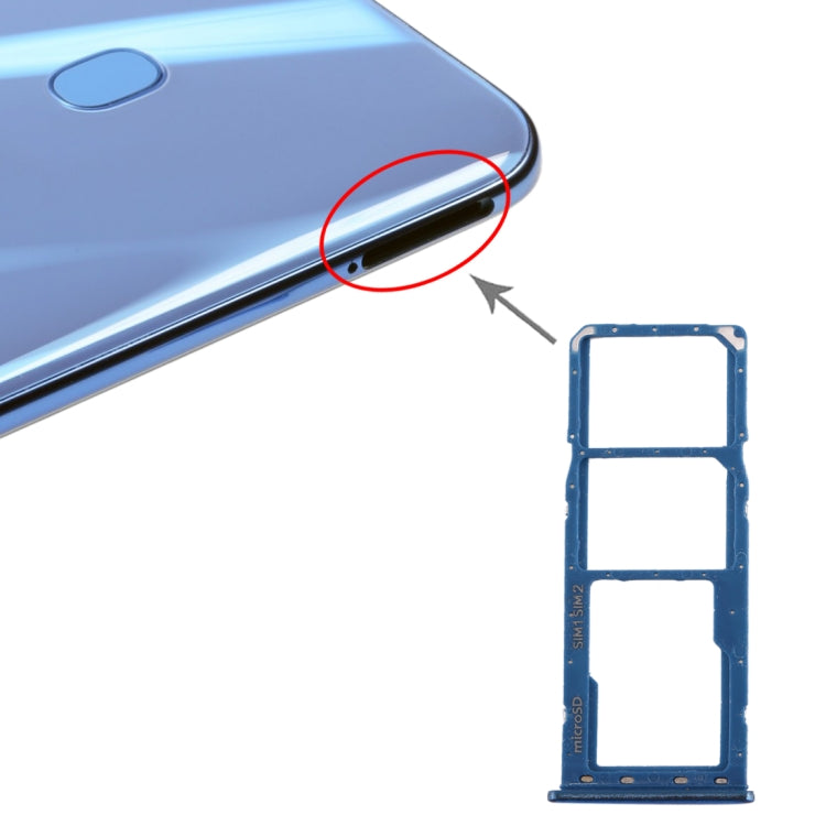 Samsung Galaxy A20, A30, A50 SIM Card Tray & Micro SD Card Tray Replacement (Blue) - Quality Checked