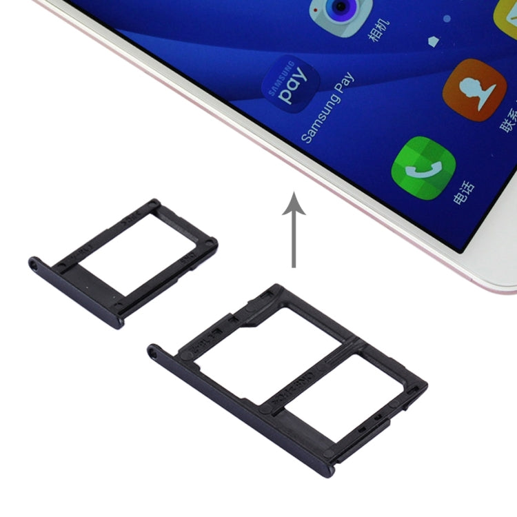 Black SIM Card Tray + Micro SD Tray for Samsung Galaxy J5 Prime (G570) & J7 Prime (G610) - High Quality Replacement