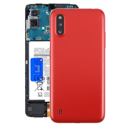 Samsung Galaxy A01 SM-A015F Red Battery Back Cover with Camera Lens Frame - Replacement Housing