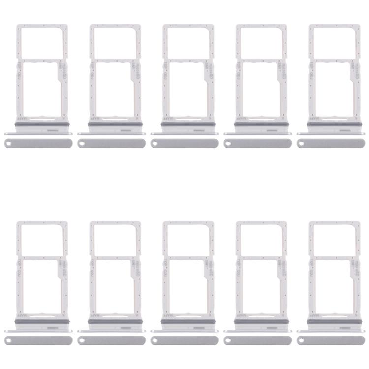 Original SIM + Micro SD Card Tray for Samsung Galaxy M16 SM-M166P (Silver) - 10pcs Replacement Set