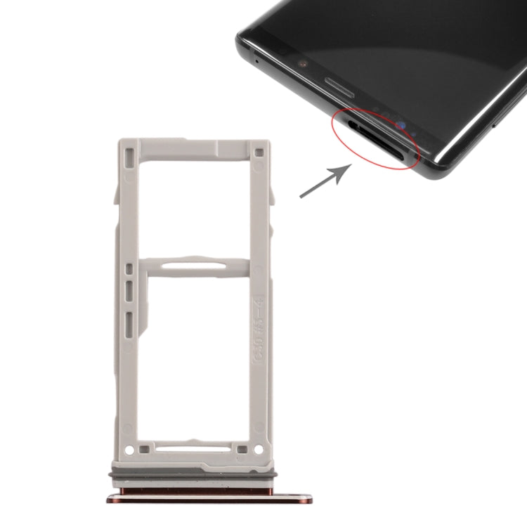 Gold SIM Card Tray + Micro SD Card Tray for Samsung Galaxy Note9 - Replacement Part, Compatible, Checked Quality