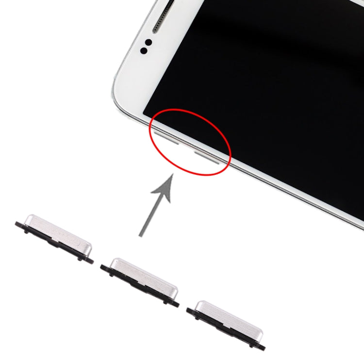 Samsung Galaxy S6 Replacement Side Keys Set (10 Pack, Silver) - Power & Volume Control Buttons