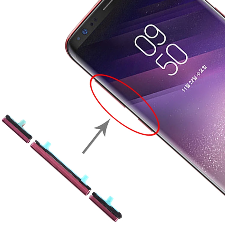 Replacement Side Key Set (10 Pieces) for Samsung Galaxy S8 / S8+ - Red Power & Volume Buttons