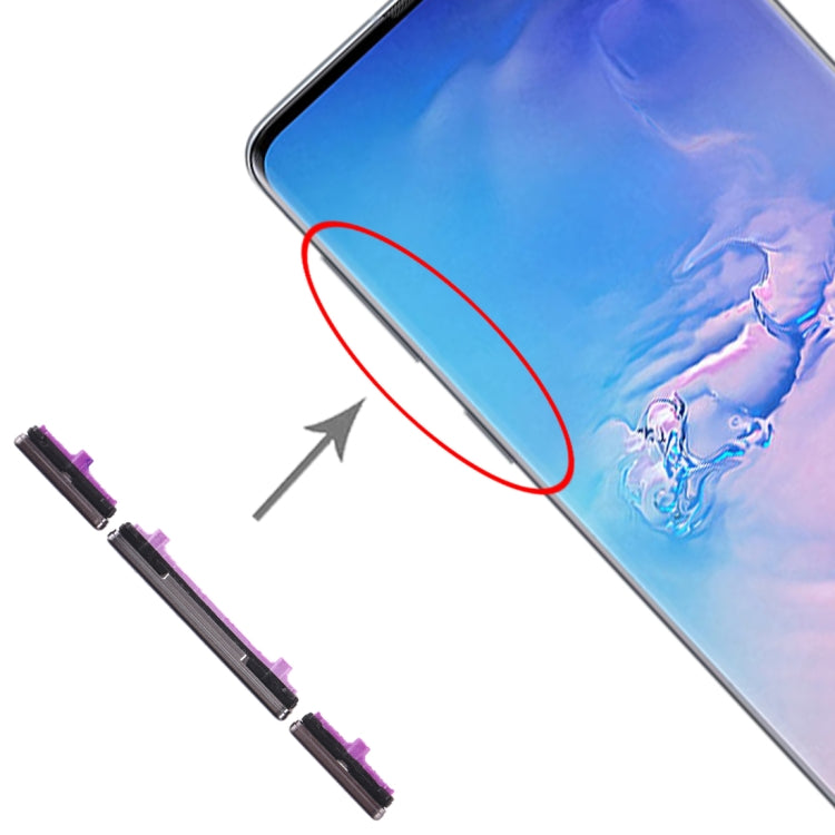 Black Side Key Replacement Set for Samsung Galaxy S10 / S10+ - Power & Volume Buttons