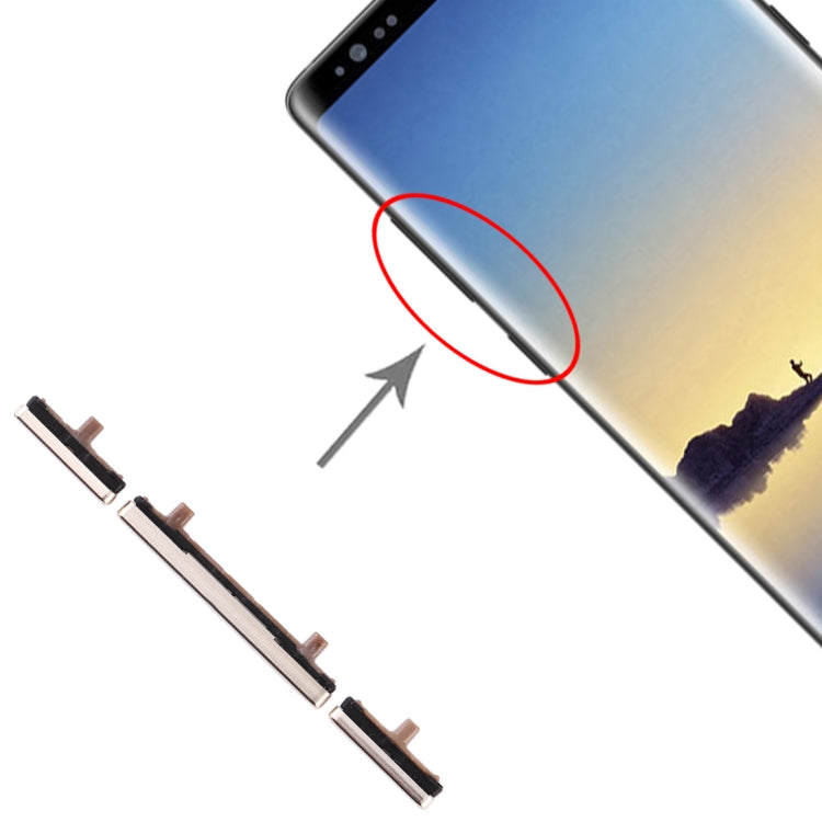 Replacement Gold Side Keys for Samsung Galaxy Note 8 - Power & Volume Control Button Set