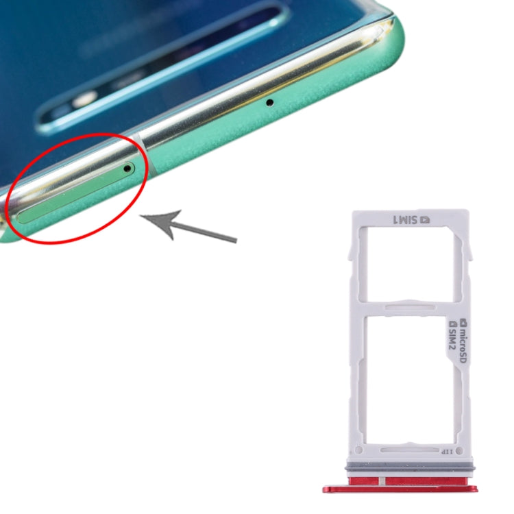Samsung Galaxy S10+, S10, S10e SIM & Micro SD Card Tray - Red Replacement Accessory