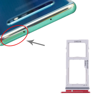 Samsung Galaxy S10+, S10, S10e SIM & Micro SD Card Tray - Red Replacement Accessory