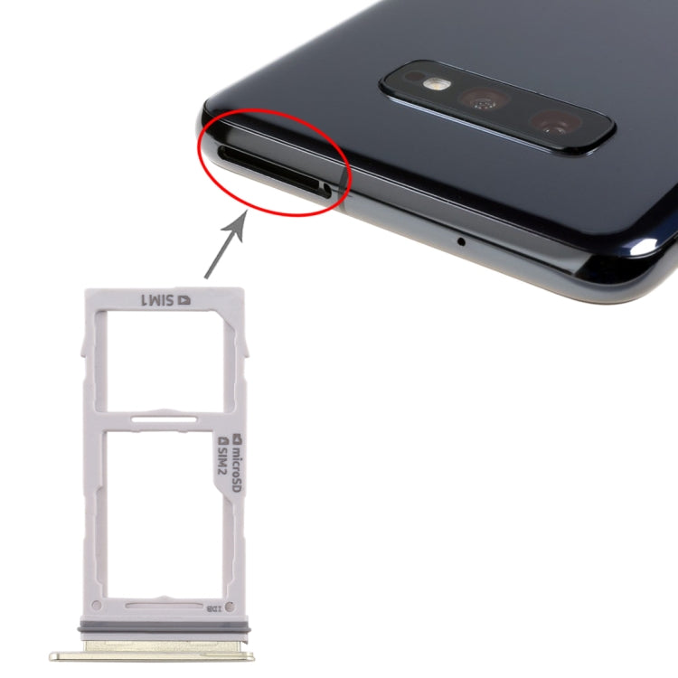 Gold SIM Card Tray + Micro SD Card Tray for Samsung Galaxy S10, S10e, S10+ - Replacement Part