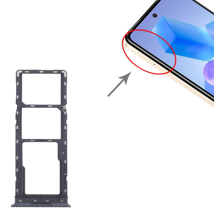 Replacement SIM Card Tray Set for Infinix Smart 8 Pro X6525 - 5pcs (Black) + Micro SD Card Tray
