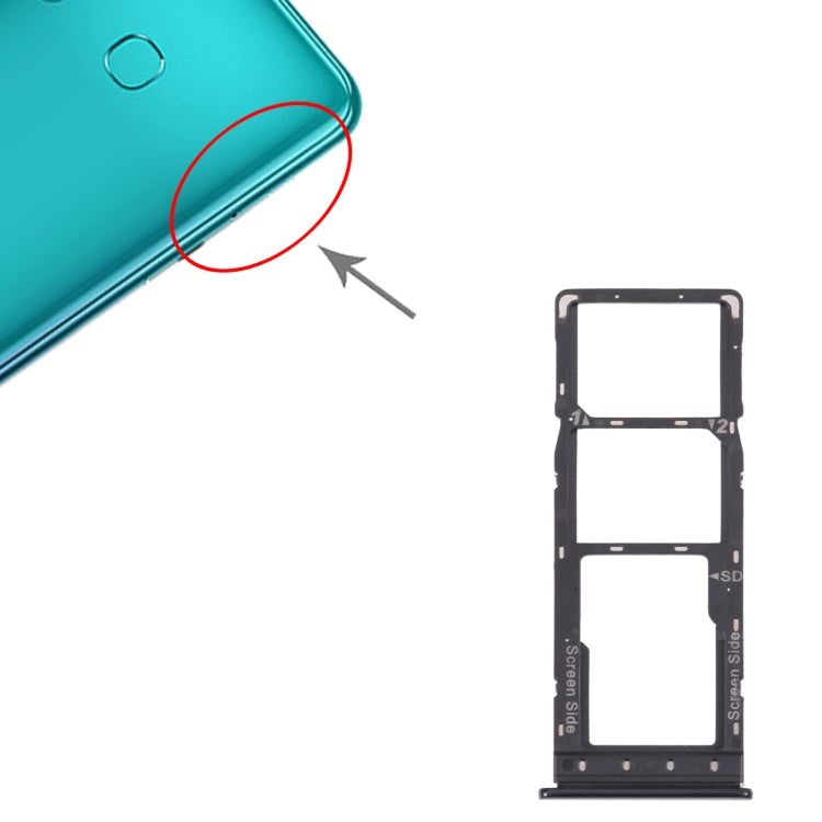 Infinix Hot 9 Pro SIM Card Tray + Micro SD Card Tray Replacement (Black) - Compatible & Checked Quality