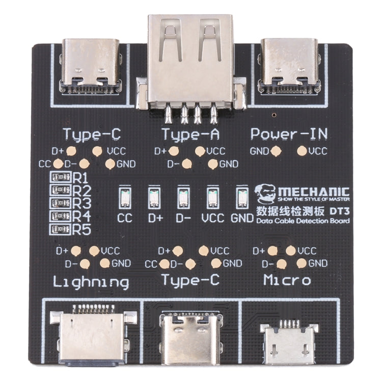 MECHANIC DT3 USB Data Cable Detection Board - Short Circuit Tester with On-Off Switching (Type-C/USB-Micro/Lightning)
