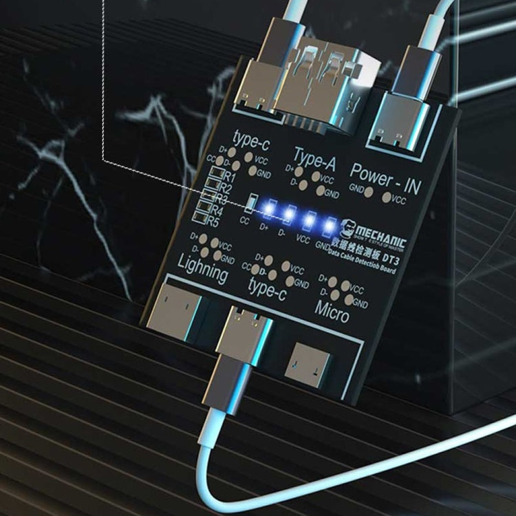 MECHANIC DT3 USB Data Cable Detection Board - Short Circuit Tester with On-Off Switching (Type-C/USB-Micro/Lightning)