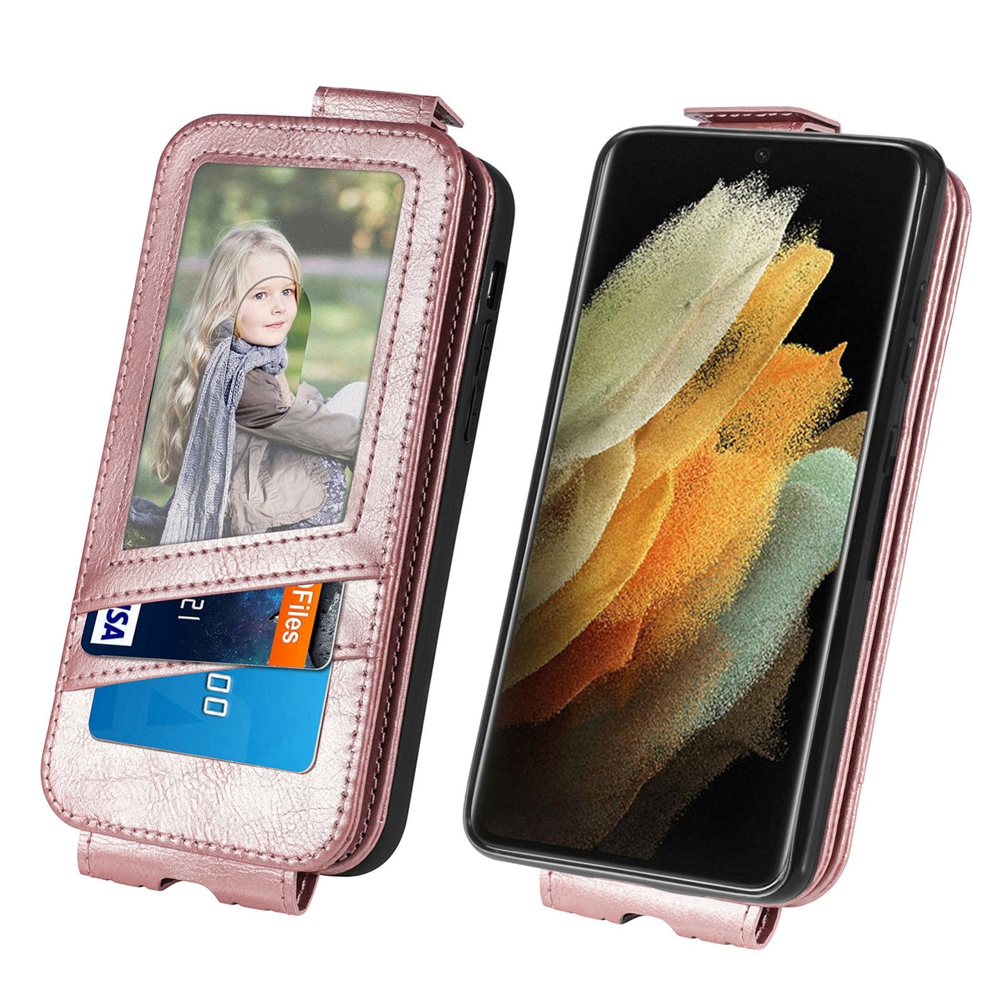 Samsung Galaxy S21 Ultra Zipper Wallet Case - Vertical Flip Leather Phone Cover with Multiple Card Slots and Stand