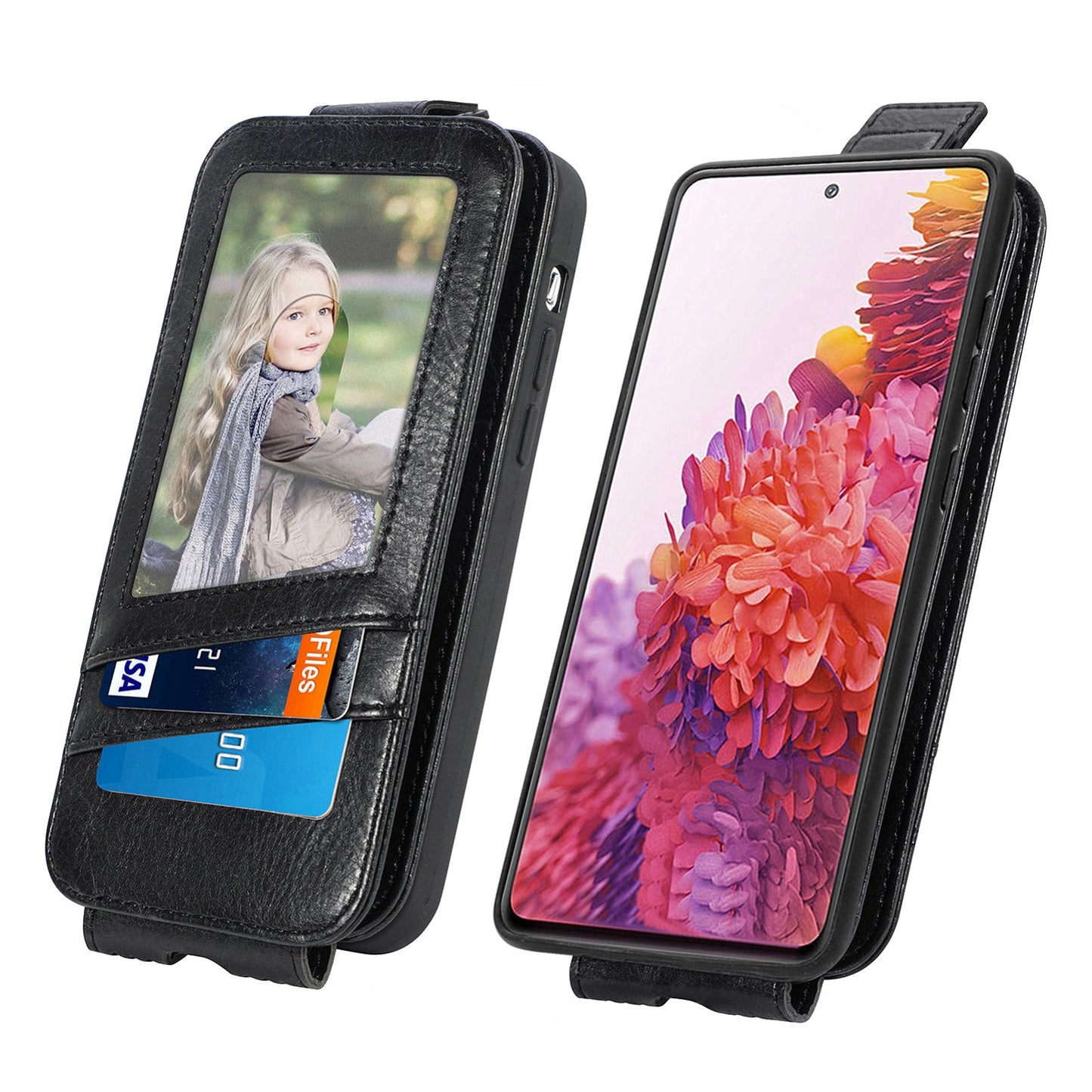 Samsung Galaxy S20 FE 5G Zipper Wallet Case - Vertical Flip Leather Phone Cover with Multiple Card Slots and Stand