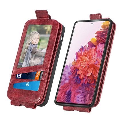 Samsung Galaxy S20 Lite 4G Zipper Wallet Case - Vertical Flip Leather Phone Cover with Multiple Card Slots and Stand