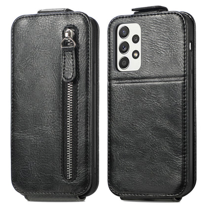 Samsung Galaxy A52 4G Zipper Wallet Case - Vertical Flip Leather Phone Cover with Multiple Card Slots and Stand