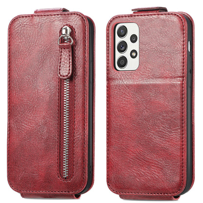 Samsung Galaxy A52 4G Zipper Wallet Case - Vertical Flip Leather Phone Cover with Multiple Card Slots and Stand