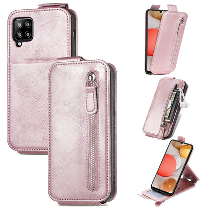 Samsung Galaxy A42 5G Zipper Wallet Case - Vertical Flip Leather Phone Cover with Multiple Card Slots and Stand