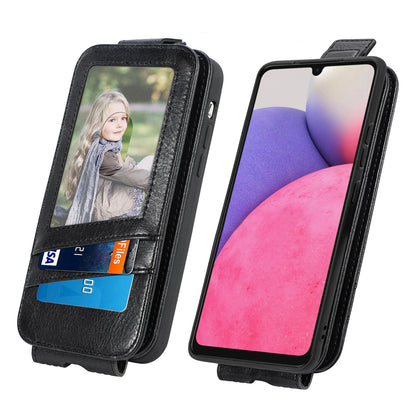 Samsung Galaxy A33 5G Zipper Wallet Case - Vertical Flip Leather Phone Cover with Multiple Card Slots and Stand