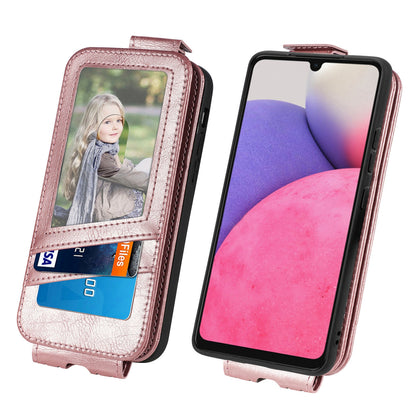 Samsung Galaxy A33 5G Zipper Wallet Case - Vertical Flip Leather Phone Cover with Multiple Card Slots and Stand