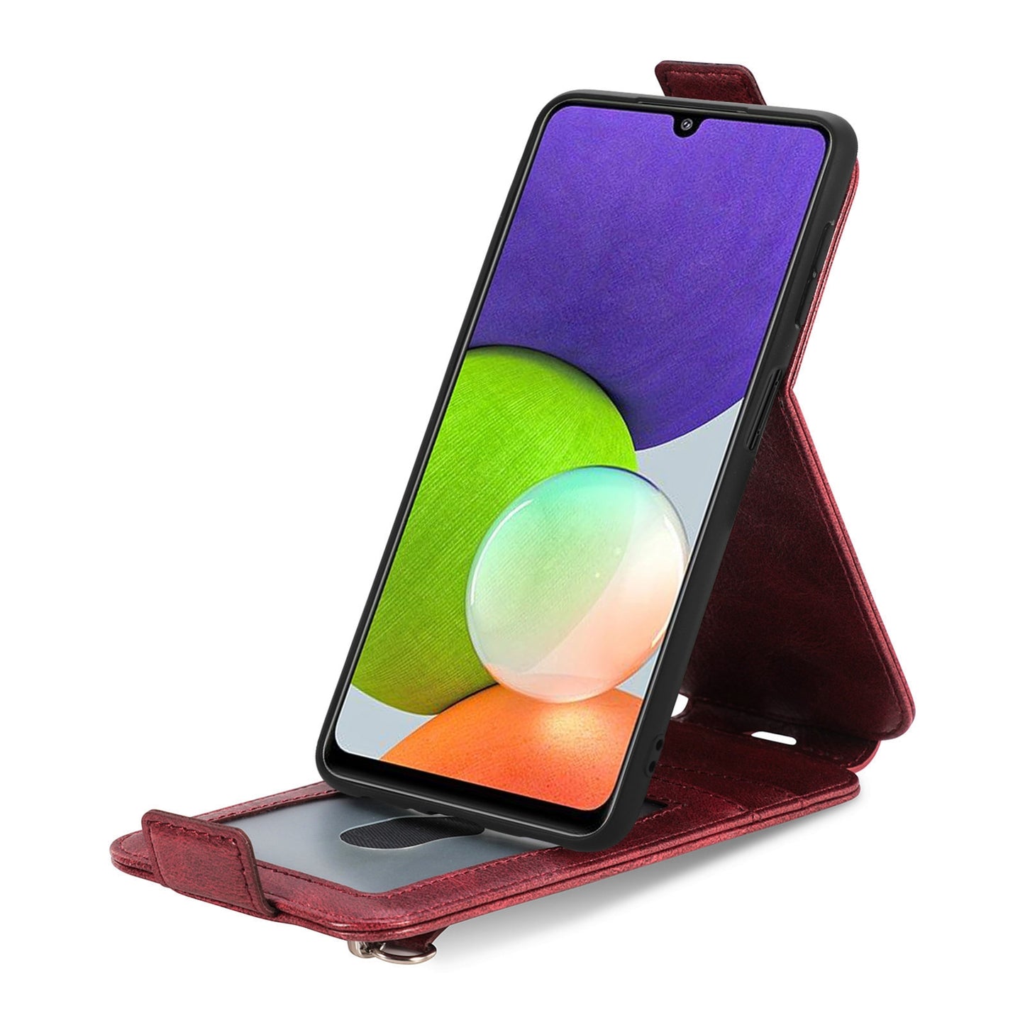 Samsung Galaxy A22 4G Zipper Wallet Case - Vertical Flip Leather Phone Cover with Multiple Card Slots and Stand