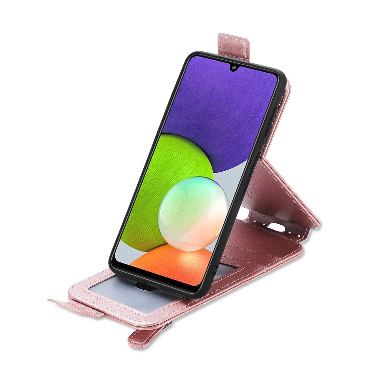 Samsung Galaxy A22 4G Zipper Wallet Case - Vertical Flip Leather Phone Cover with Multiple Card Slots and Stand